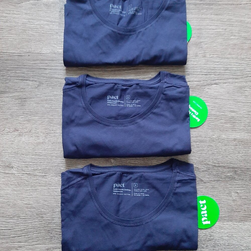 Pact womens basic tee navy bundle (3) NWT